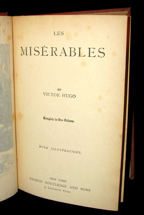 1885 Rare Victorian Book - Les MISERABLES by Victor Hugo. Illustrated.