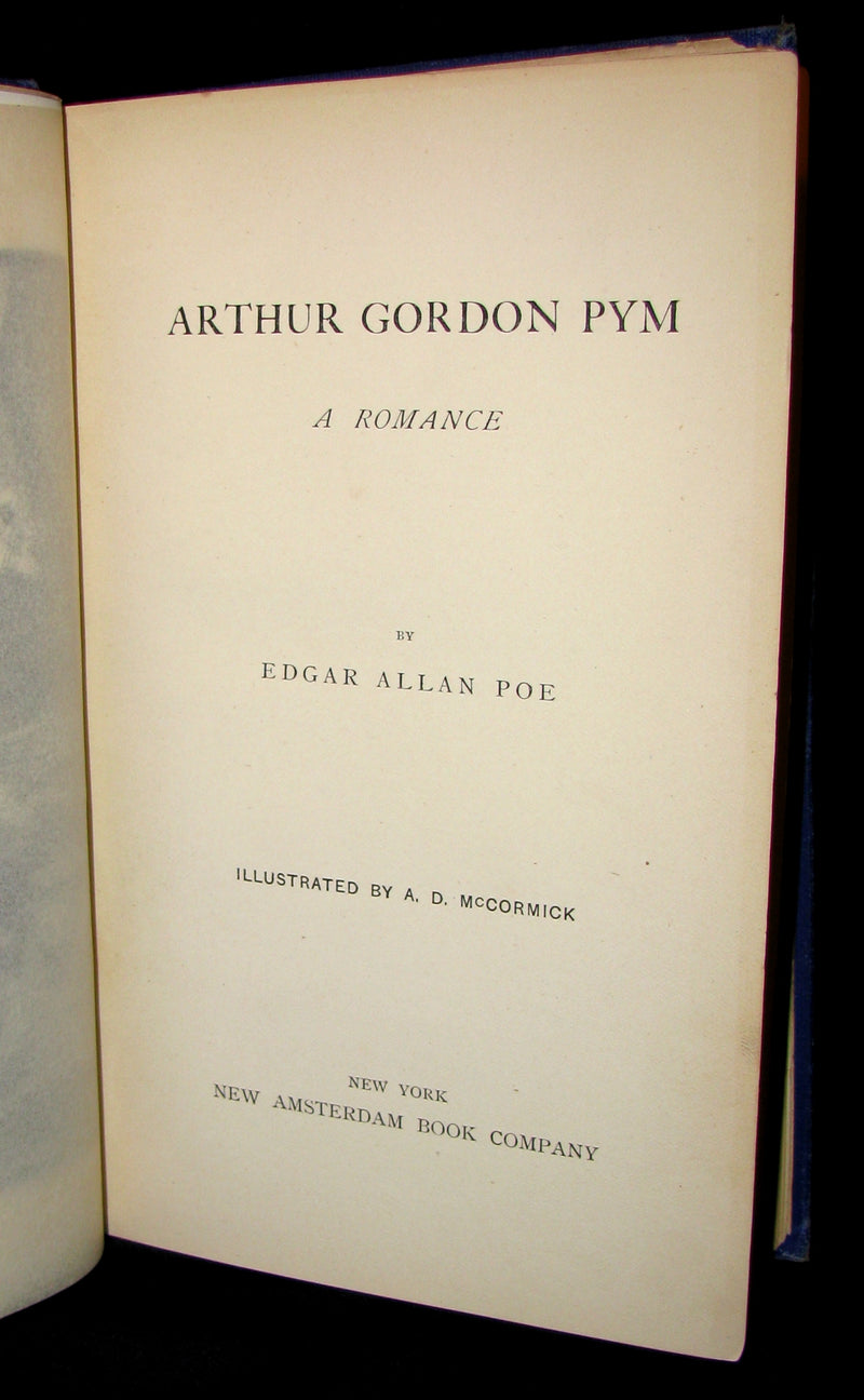 1889 Rare Victorian Book - Arthur Gordon Pym by Edgar Allan Poe : A Romance Illustrated
