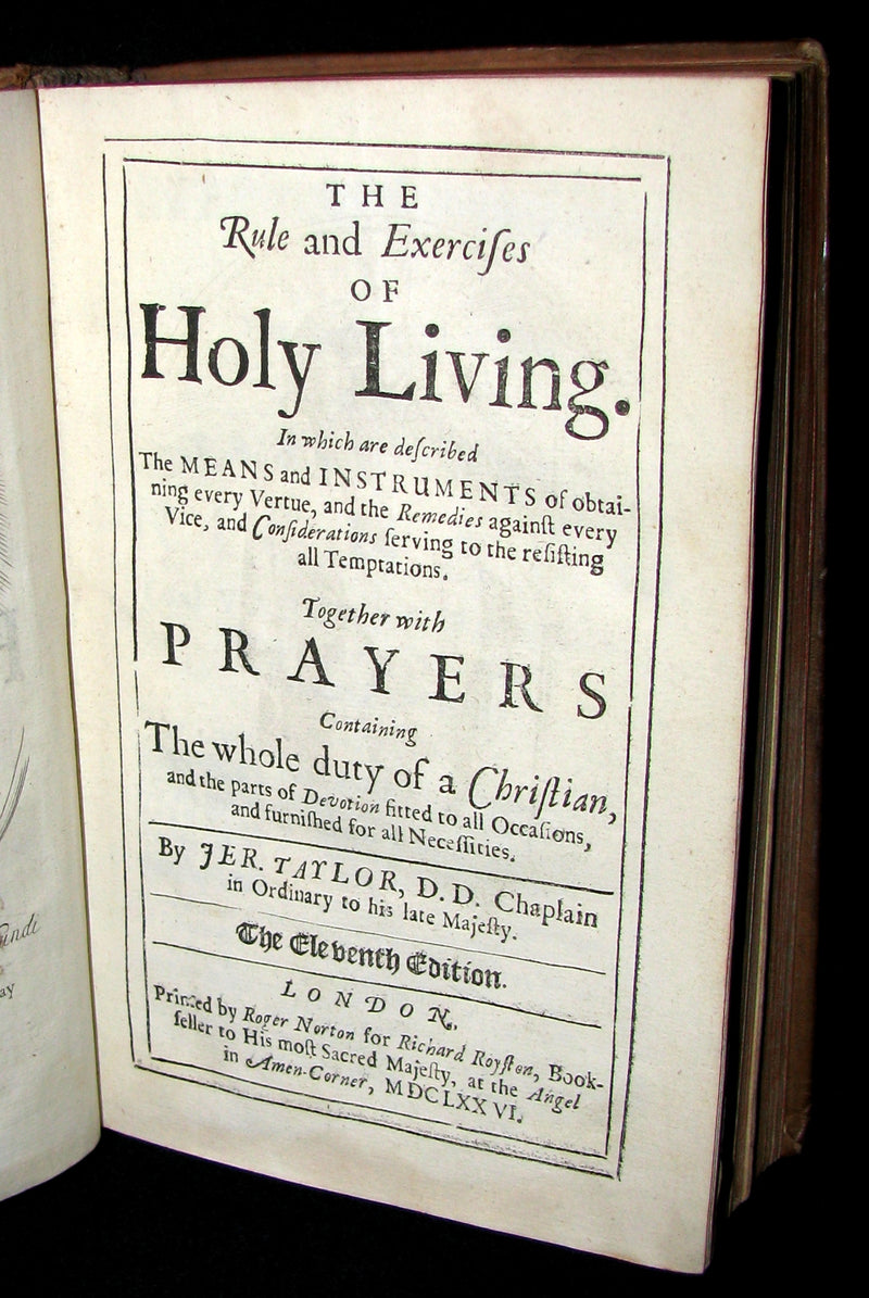 1676 Scarce Book - Jeremy TAYLOR - THE RULE AND EXERCISES OF HOLY LIVING & HOLY DYING.