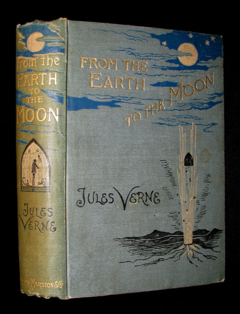 1896 Rare Book - JULES VERNE - From the Earth to the Moon, Direct in 97 hours 20 minutes