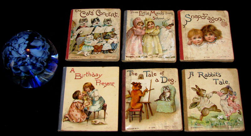 1900's Scarce Victorian Set of Six Ernest Nister Miniature Books For Children