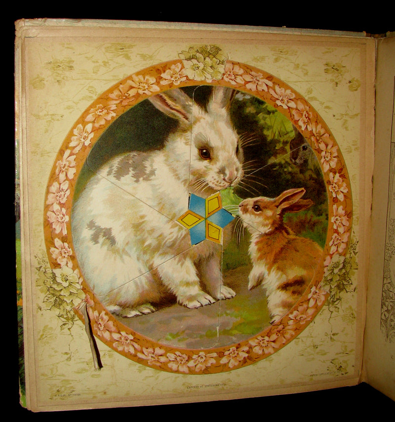 1899 Scarce Ernest Nister Revolving Book - Wonderland Pictures - 6 chromolithographed volvelles