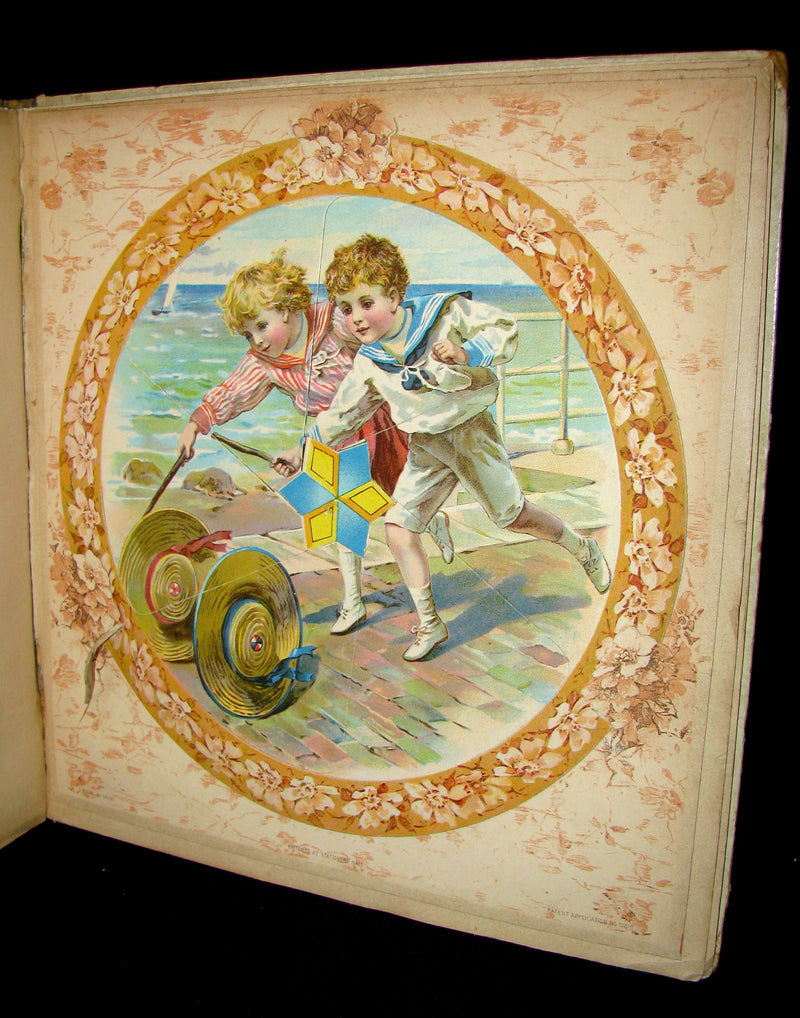 1899 Scarce Ernest Nister Revolving Book - Wonderland Pictures - 6 chromolithographed volvelles