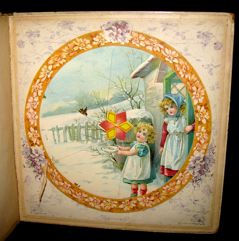 1899 Scarce Ernest Nister Revolving Book - Wonderland Pictures - 6 chromolithographed volvelles
