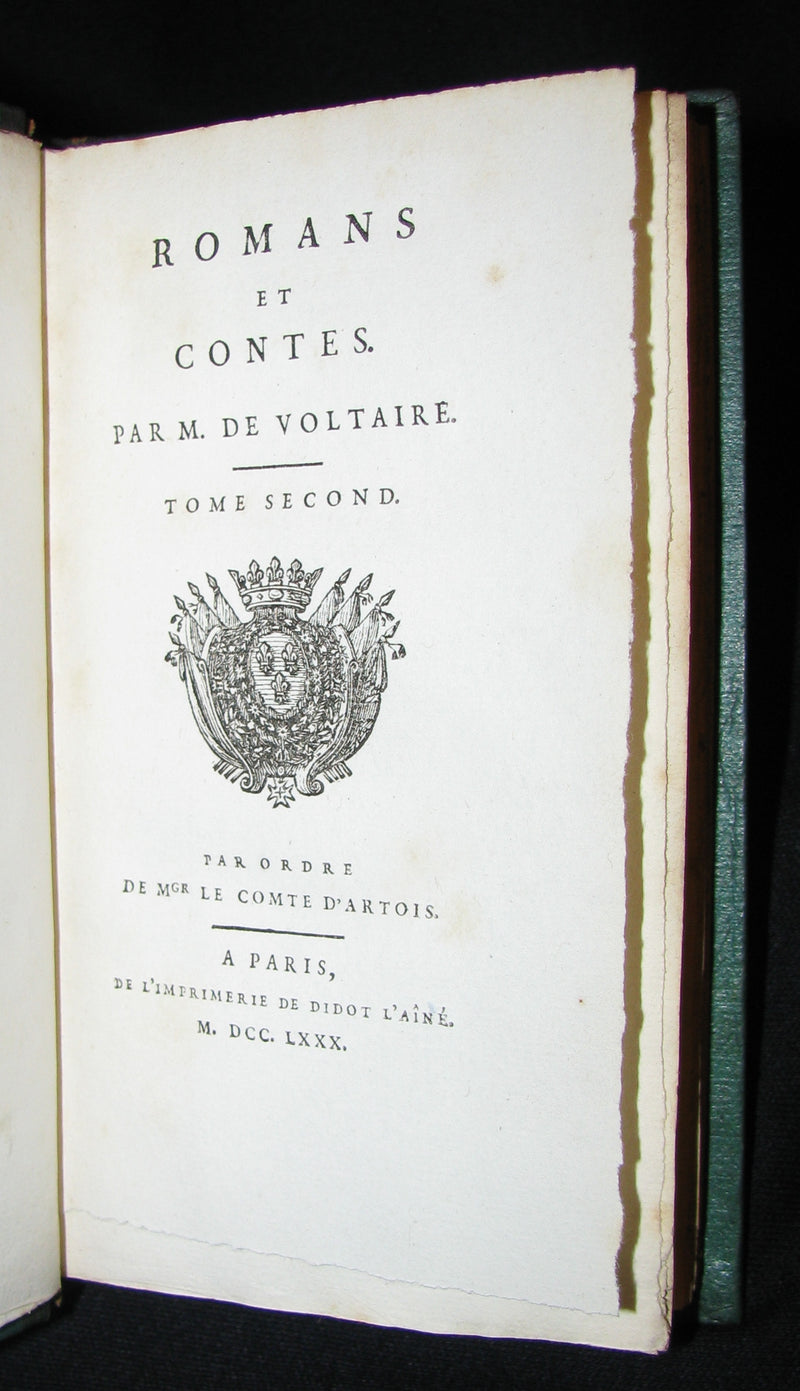 1780 Scarce French Bookset - Romans et Contes by VOLTAIRE from the Collection of comte d'Artois