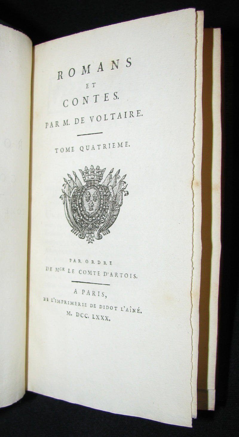 1780 Scarce French Bookset - Romans et Contes by VOLTAIRE from the Collection of comte d'Artois