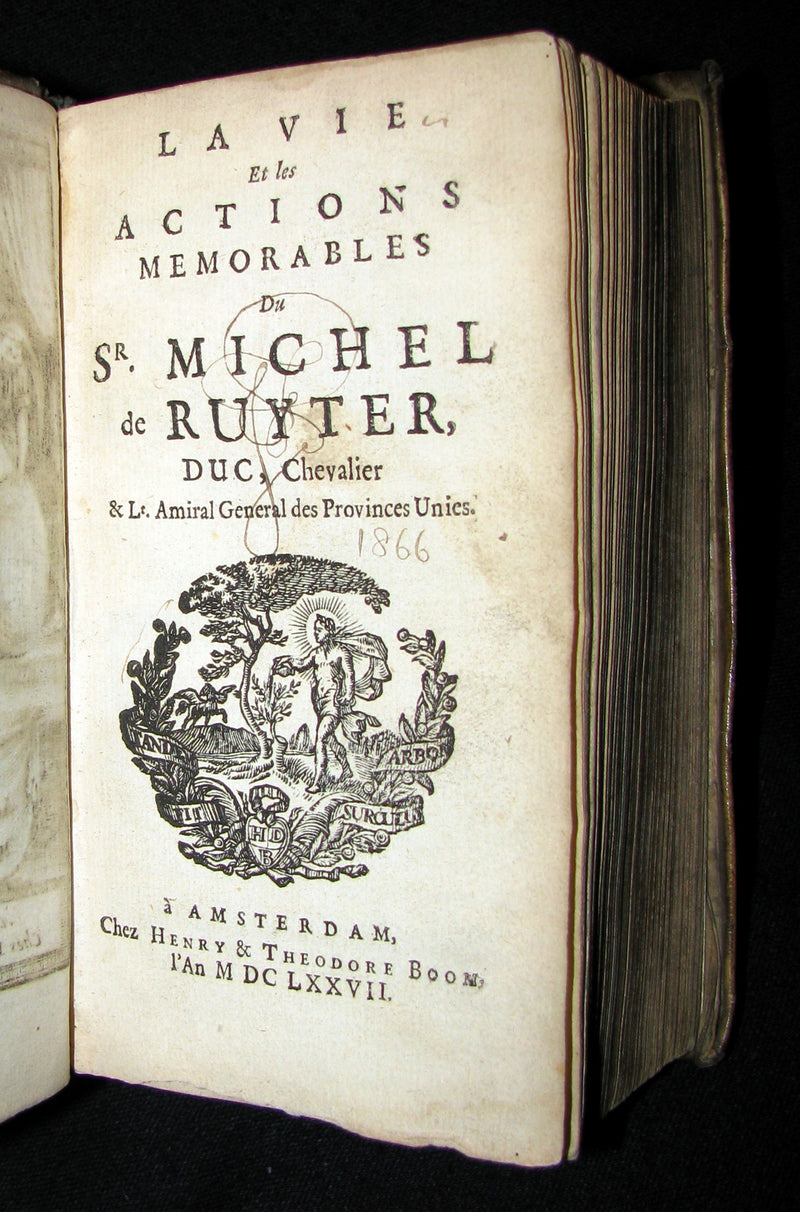 1677 Rare French Book - Famous Dutch admiral  - La Vie et les Actions du Sr. Michel de Ruyter