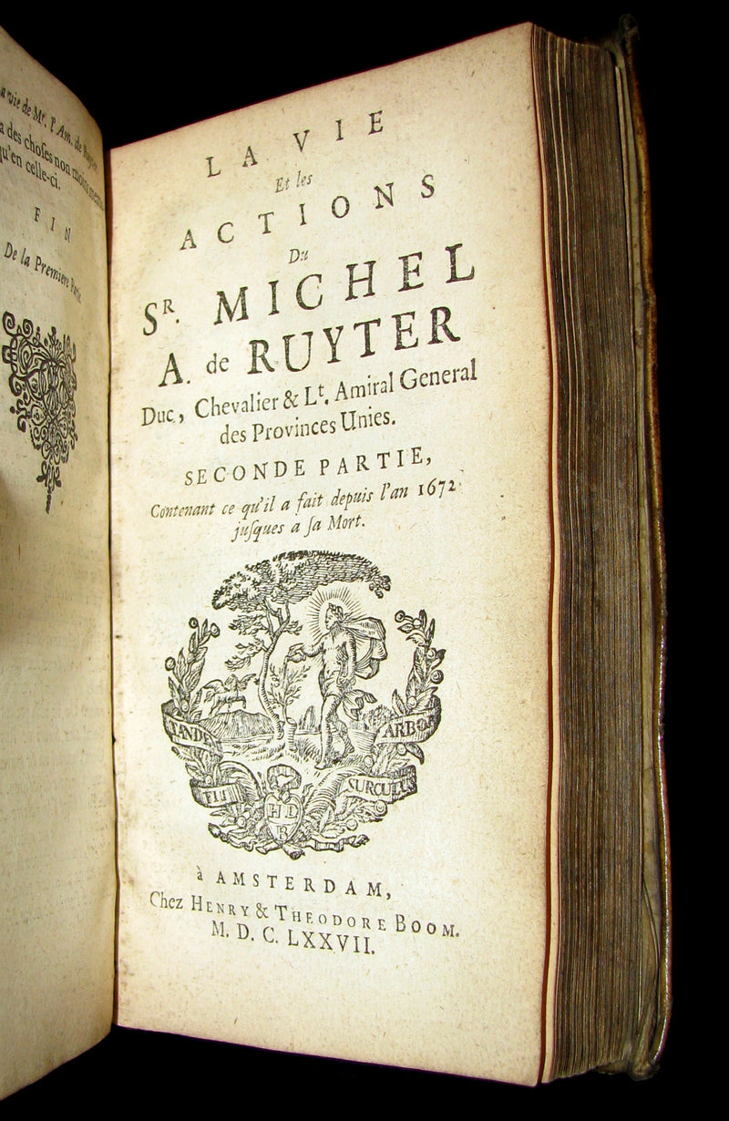 1677 Rare French Book - Famous Dutch admiral  - La Vie et les Actions du Sr. Michel de Ruyter