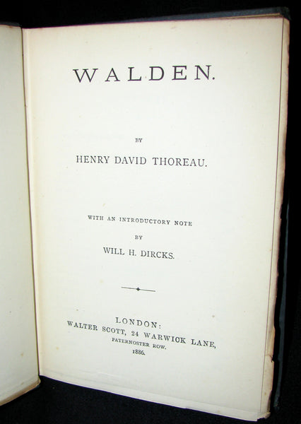 1886 Rare FIRST London Edition - WALDEN by Henry David Thoreau