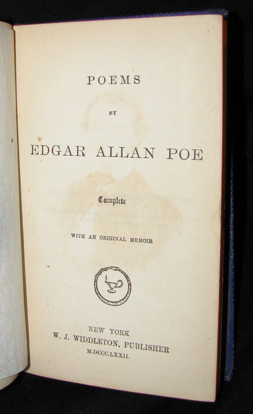1872 Rare Victorian Book - Poems by Edgar Allan POE (The Raven, Lenore, Ulalume, ...)