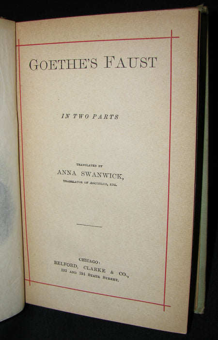 1880's Rare Victorian Book -  GOETHE'S FAUST in two parts illustrated