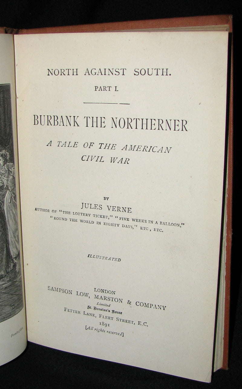 1891 Rare Jules Verne early Edition - BURBANK THE NORTHERNER. A Tale of the American Civil War