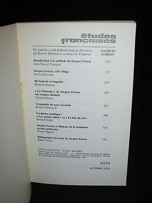 1976  - Études françaises [Ferron, Jacques]  -  Etudes francaises on Jacques FERRON